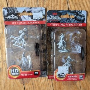 D&D Miniatures Female Elf and Tiefling Sorcerers